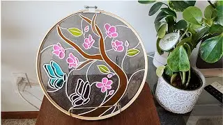 Cross Stitch Frame Resin Stained Glass | DIY Round Plexiglass Window Art