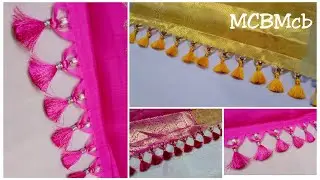 Silver Beads Saree Kuchu I Big Beads Kuchu I Saree Kuchu using Silver beads/Crystals/Big beads I MCB