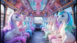 Magical Unicorns Ride the Singing Bus | 3D Animated Fantasy Rhyme for Kids