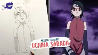 How to Draw Uchiha Sarada from Anime Boruto, Easy Drawing Tutorial for Beginner
