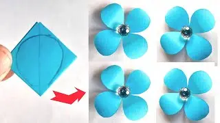 Easy paper flower making idea l How to make paper flower || 4 petal paper flower 