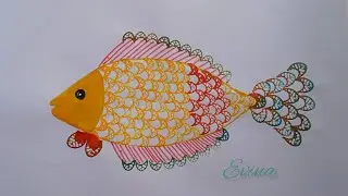 Easy drawing|Seni grafis cetak tinggi yang mudah dari pelepah pisang