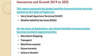 Satellite Communication Services Market Technology Innovations and Growth 2019 to 2025