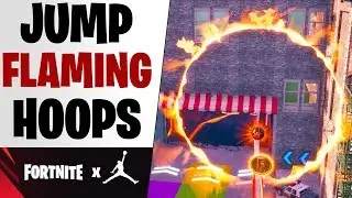 Fortnite: Jump through all 6 flaming hoops - Downtown Drop Challenges