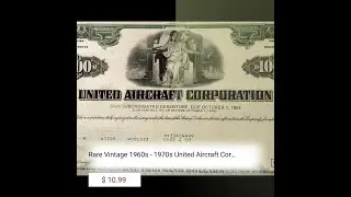 Rare Vintage 1960s - 1970s United Aircraft Corp. Stock Certificate, Russian Co.