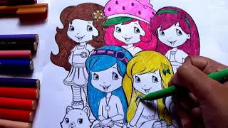STRAWBERRY SHORTCAKE WITH FRIENDS COLORING PAGEFOR KIDS