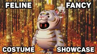 FELINE FANCY (Gold Tiger) Costume Showcase! (Scales & Tails Fame Pass) Fall Guys Squad Scramble