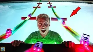 Giant Magic Tracks MINI Electric Car Bridge at Night!!