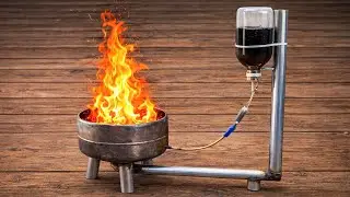 Самодельная печь на отработанном масле 🔥 Бесплатная альтернатива газовой плите, которая горит часами