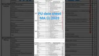 PU Date Sheet of MA / MSc. Part 1  Exams 2023 | Punjab University... #everyone #studies