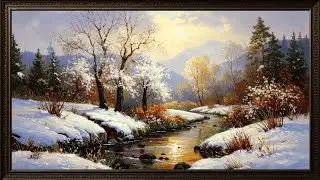 Golden Dawn Creek in Snow  4K Fine Art Landscape | Relaxing Frame TV Art | Goldleaf Artwork