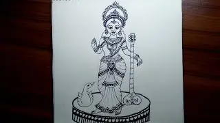 Haw to draw Maa Sawarasati /very easy swarasati drawing / swarasati thakur aka.  