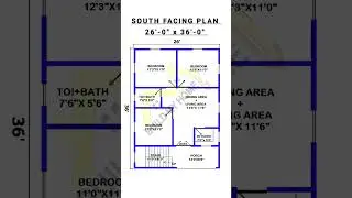 26 x 36 South Facing house design/ 26 x 36 ghar ka naksha/ 26 x 36 home design/ #buildmyhome #home
