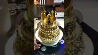 Two Tier Golden Crown Cake