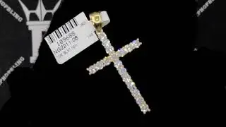 Tennis Cross CZ 10K Yellow Gold Pendant | Hip Hop Bling Jewelry