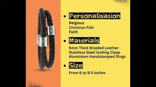 Hand Stamped Christian Fish Leather Bracelet