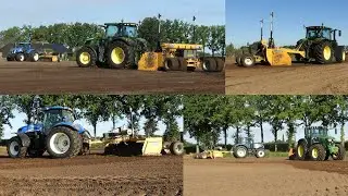 Kilveren! Jansen Heeten aan het kilveren met NH T7050 en JD 6155r en 2x Bos kilverbak.