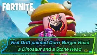 Road Trip Mission (Fortnite Season X) - Visit Drift Painted Durrr Burger Head, Dinosaur & Stone Head