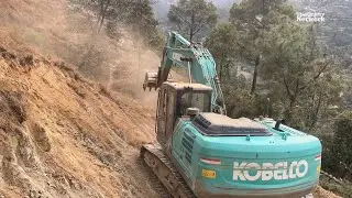 Extreme Hilly Road Construction with Kobelco Excavator | Risky Terrain Work Compilation
