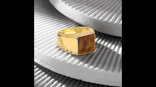 Ottasilver - 18K Gold Basic Ring with Tiger Eye