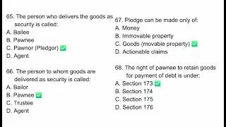 Indian Contract Act (Agency, Sale, Partnership, Indemnity, Bailment & Pledge) &mdash; key concepts.