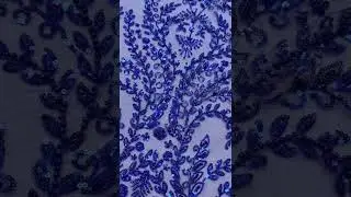 5 Yards Royal Blue Pearl Beaded Lace Fabric | Luxury Party Gown and Evening Dress Material &ndash; HN269