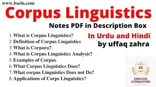 Corpus Linguistics Explanation In Urdu and Hindi, Applications of Corpus Linguistics In Urdu. PDF