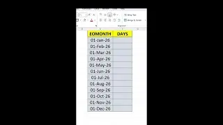 Find days of each month #excelformula #excel #classwork