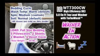 LG Top Load Washer WT7300CW Bedding Cycle. Complete Wash Cycle.