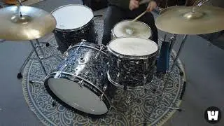 1970s Ludwig 24-14-18 Black Diamond Pearl Drum Kit