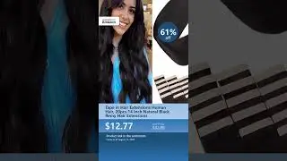 Tape in Hair Extensions Human Hair, 20pcs 14 Inch Natural Black Remy Hair Extensions