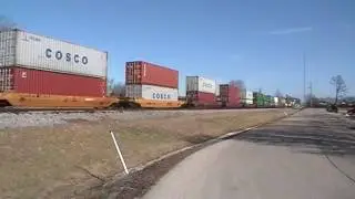 CP 9730 leads train 199 west thru Duplainville