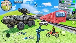 Black Hole Rope Hero Vice Vegas - Military Tank at Train Station - Android Gameplay