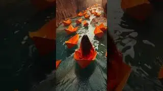 Origami Canyon #aidreamscapes #surrealism ##aishorts #aianimation