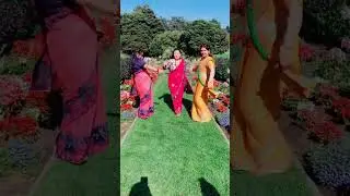 Women in Saris Dancing in a Garden: Joyful Nepali Celebration#SariDance #NepaliCulture