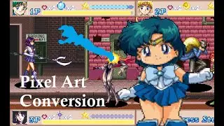🎨Sailor Mercury Water Bullet 10th Frame Pixel Art Conversion Tough Guy To Arcade Style MUGEN