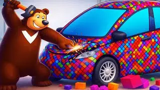 Fixing a Colorful Car🔧🎨| Turning Damage into Art | Vehicles Funny Animation