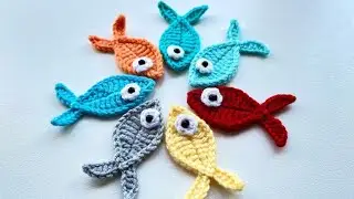 Tığ işi Aplike balık yapımı/crochet applique fish making