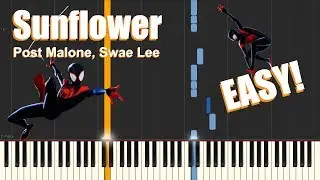Sunflower - Post Malone, Swae Lee (EASY Piano Tutorial)