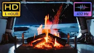 Cozy Space Fireplace | Gentle Fire Sounds & 432 Hz Music
