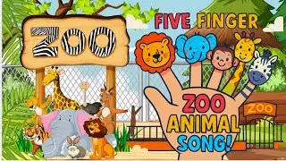 🦁 Five Finger Zoo Animal Song | Lion, Elephant, Monkey & More | Finger Family for Kids| #fivefinger 