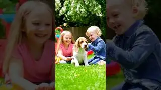 Beagle Playing with Kids