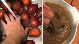 making PEAR SAUCE (similar to applesauce but with pears) using a foley mill