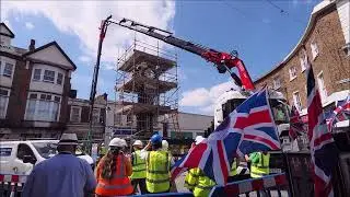 Refurbished Sheerness Town Centre clock-tower 'topping out ceremony' in Kent, UK