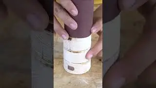 Smart technique of attaching sandpaper to round wood with glue #shorts