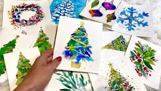 EASY Watercolor Christmas Tree Card for BEGINNERS!!