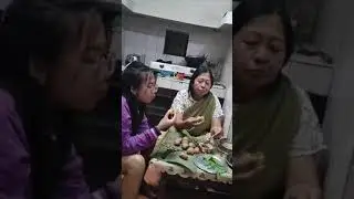 eating potato khasi traditionally.