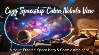 Cozy Spaceship Cabin Nebula View  8 Hours Ethereal Space Harp & Cosmic Sleep Ambience