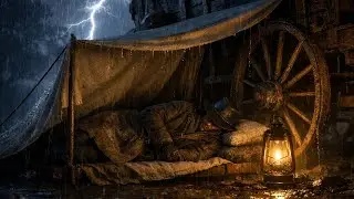 A Lonely & Cozy Thunderstorm Night in a Wagon Bed With Arthur Morgan I RDR2 ASMR