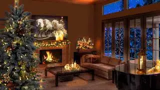Winter Background Asmr | Christmas time, Warm fire, snowflakes falling
